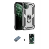 MARSİLYAN™- iPhone 11 Pro Max Kılıf Ahenk Klasik Koleksiyonu - Siyah 360 Mat Full Body Arka Koruyucu + Metal Kamera Lens Koruma Cam - MR