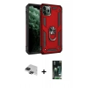 MARSİLYAN™- iPhone 11 Pro Max Kılıf Ahenk Klasik Koleksiyonu - Siyah 360 Mat Full Body Arka Koruyucu + Pers Alüminyum Kamera Lens - SH