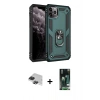 MARSİLYAN™- iPhone 11 Pro Max Kılıf Ahenk Klasik Koleksiyonu - Siyah 360 Mat Full Body Arka Koruyucu + Pers Alüminyum Kamera Lens - SH
