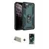MARSİLYAN™- iPhone 11 Pro Max Kılıf Ahenk Klasik Koleksiyonu - Siyah 360 Mat Full Body Arka Koruyucu + Rainbow Kamera Lens Koruma Cam - GD