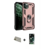 MARSİLYAN™- iPhone 11 Pro Max Kılıf Ahenk Klasik Koleksiyonu - Siyah 360 Mat Full Body Arka Koruyucu + Rainbow Kamera Lens Koruma Cam - GD