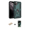 MARSİLYAN™- iPhone 11 Pro Max Kılıf Ahenk Klasik Koleksiyonu - Siyah 360 Mat Full Body Arka Koruyucu + Renkli Kamera Lens Koruma Cam - YL
