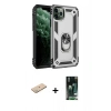 MARSİLYAN™- iPhone 11 Pro Max Kılıf Ahenk Klasik Koleksiyonu - Siyah 360 Mat Full Body Arka Koruyucu + Renkli Kamera Lens Koruma Cam - YL