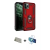 MARSİLYAN™- iPhone 11 Pro Max Kılıf Ahenk Klasik Koleksiyonu - Siyah 3D Antistatik Cam Ekran Koruyucu + Rainbow Kamera Lens Koruma Cam - GD