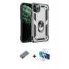 MARSİLYAN™- iPhone 11 Pro Max Kılıf Ahenk Klasik Koleksiyonu - Siyah 3D Antistatik Cam Ekran Koruyucu + Shine Kamera Lens Koruma Cam - GS