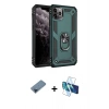 MARSİLYAN™- iPhone 11 Pro Max Kılıf Ahenk Klasik Koleksiyonu - Siyah 3D Antistatik Cam Ekran Koruyucu + Metal Kamera Lens Koruma Cam - MI