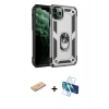 MARSİLYAN™- iPhone 11 Pro Max Kılıf Ahenk Klasik Koleksiyonu - Siyah 3D Antistatik Cam Ekran Koruyucu + Renkli Kamera Lens Koruma Cam - PE