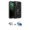 MARSİLYAN™- iPhone 11 Pro Max Kılıf Ahenk Klasik Koleksiyonu - Siyah 3D Antistatik Cam Ekran Koruyucu + Pers Alüminyum Kamera Lens - YL