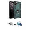 MARSİLYAN™- iPhone 11 Pro Max Kılıf Ahenk Klasik Koleksiyonu - Siyah 3D Antistatik Cam Ekran Koruyucu + Pers Alüminyum Kamera Lens - SH