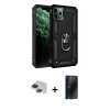 MARSİLYAN™- iPhone 11 Pro Max Kılıf Ahenk Klasik Koleksiyonu - Siyah 3D Antistatik Hayalet Cam Ekran Koruyucu + Pers Alüminyum Kamera Lens - SH