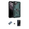 MARSİLYAN™- iPhone 11 Pro Max Kılıf Ahenk Klasik Koleksiyonu - Siyah 3D Antistatik Hayalet Cam Ekran Koruyucu + Metal Kamera Lens Koruma Cam - SH