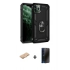 MARSİLYAN™- iPhone 11 Pro Max Kılıf Ahenk Klasik Koleksiyonu - Siyah 3D Antistatik Hayalet Cam Ekran Koruyucu + Turuncu Renkli Kamera Lens Koruma Cam