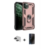 MARSİLYAN™- iPhone 11 Pro Max Kılıf Ahenk Klasik Koleksiyonu - Siyah 3D Antistatik Hayalet Cam Ekran Koruyucu + Pers Alüminyum Kamera Lens - SH
