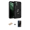 MARSİLYAN™- iPhone 11 Pro Max Kılıf Ahenk Klasik Koleksiyonu - Siyah 3D Antistatik Hayalet Cam Ekran Koruyucu + Renkli Kamera Lens Koruma Cam - SI