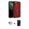MARSİLYAN™- iPhone 11 Pro Max Kılıf Ahenk Klasik Koleksiyonu - Siyah 3D Antistatik Hayalet Cam Ekran Koruyucu + Pers Alüminyum Kamera Lens - LT