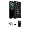 MARSİLYAN™- iPhone 11 Pro Max Kılıf Ahenk Klasik Koleksiyonu - Siyah 3D Antistatik Hayalet Cam Ekran Koruyucu + Pers Alüminyum Kamera Lens - LT