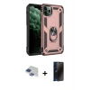 MARSİLYAN™- iPhone 11 Pro Max Kılıf Ahenk Klasik Koleksiyonu - Siyah 3D Antistatik Hayalet Cam Ekran Koruyucu + Pers Alüminyum Kamera Lens - LT