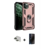MARSİLYAN™- iPhone 11 Pro Max Kılıf Ahenk Klasik Koleksiyonu - Siyah 3D Antistatik Hayalet Cam Ekran Koruyucu + Pers Alüminyum Kamera Lens - YL