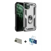 MARSİLYAN™- iPhone 11 Pro Max Kılıf Ahenk Klasik Koleksiyonu - Siyah 3D Antistatik Seramik Nano Ekran Koruyucu + Rainbow Kamera Lens Koruma Cam - YL