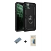 MARSİLYAN™- iPhone 11 Pro Max Kılıf Ahenk Klasik Koleksiyonu - Siyah 6D Mat Seramik Hayalet Nano Ekran Koruyucu + Açık Yeşil Metal Kamera Lens Koruma Cam