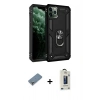 MARSİLYAN™- iPhone 11 Pro Max Kılıf Ahenk Klasik Koleksiyonu - Siyah Bilvis Hayalet Cam Ekran Koruyucu + Metal Kamera Lens Koruma Cam - GS