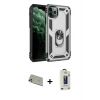 MARSİLYAN™- iPhone 11 Pro Max Kılıf Ahenk Klasik Koleksiyonu - Siyah Bilvis Hayalet Cam Ekran Koruyucu + Rainbow Kamera Lens Koruma Cam - GD