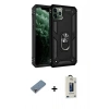 MARSİLYAN™- iPhone 11 Pro Max Kılıf Ahenk Klasik Koleksiyonu - Siyah Bilvis Hayalet Cam Ekran Koruyucu + Metal Kamera Lens Koruma Cam - MR