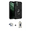 MARSİLYAN™- iPhone 11 Pro Max Kılıf Ahenk Klasik Koleksiyonu - Siyah Bilvis Hayalet Cam Ekran Koruyucu + Pers Alüminyum Kamera Lens - LT