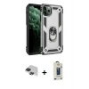 MARSİLYAN™- iPhone 11 Pro Max Kılıf Ahenk Klasik Koleksiyonu - Siyah Bilvis Hayalet Cam Ekran Koruyucu + Siyah Pers Alüminyum Kamera Lens