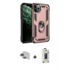 MARSİLYAN™- iPhone 11 Pro Max Kılıf Ahenk Klasik Koleksiyonu - Siyah Bilvis Hayalet Cam Ekran Koruyucu + Pers Alüminyum Kamera Lens - YL
