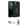MARSİLYAN™- iPhone 11 Pro Max Kılıf Ahenk Klasik Koleksiyonu - Siyah Bilvis Hayalet Cam Ekran Koruyucu + Pers Alüminyum Kamera Lens - YL
