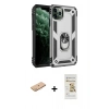 MARSİLYAN™- iPhone 11 Pro Max Kılıf Ahenk Klasik Koleksiyonu - Siyah Mat Seramik Nano Ekran Koruyucu + Renkli Kamera Lens Koruma Cam - PE