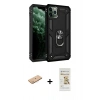 MARSİLYAN™- iPhone 11 Pro Max Kılıf Ahenk Klasik Koleksiyonu - Siyah Mat Seramik Nano Ekran Koruyucu + Renkli Kamera Lens Koruma Cam - PE