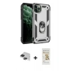 MARSİLYAN™- iPhone 11 Pro Max Kılıf Ahenk Klasik Koleksiyonu - Siyah Mat Seramik Nano Ekran Koruyucu + Pers Alüminyum Kamera Lens - SH