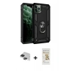 MARSİLYAN™- iPhone 11 Pro Max Kılıf Ahenk Klasik Koleksiyonu - Siyah Mat Seramik Nano Ekran Koruyucu + Pers Alüminyum Kamera Lens - SH