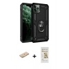 MARSİLYAN™- iPhone 11 Pro Max Kılıf Ahenk Klasik Koleksiyonu - Siyah Mat Seramik Nano Ekran Koruyucu + Renkli Kamera Lens Koruma Cam - SI