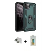 MARSİLYAN™- iPhone 11 Pro Max Kılıf Ahenk Klasik Koleksiyonu - Siyah Polymer Nano Ekran Koruyucu + Yeşil Pers Alüminyum Kamera Lens