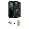 MARSİLYAN™- iPhone 11 Pro Max Kılıf Ahenk Klasik Koleksiyonu - Siyah Polymer Nano Ekran Koruyucu + Yeşil Pers Alüminyum Kamera Lens