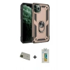 MARSİLYAN™- iPhone 11 Pro Max Kılıf Ahenk Klasik Koleksiyonu - Siyah Polymer Nano Ekran Koruyucu + Yeşil Rainbow Kamera Lens Koruma Cam