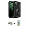 MARSİLYAN™- iPhone 11 Pro Max Kılıf Ahenk Klasik Koleksiyonu - Siyah Polymer Nano Ekran Koruyucu + Yeşil Rainbow Kamera Lens Koruma Cam