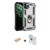 MARSİLYAN™- iPhone 11 Pro Max Kılıf Ahenk Klasik Koleksiyonu - Siyah Seramik Nano Ekran Koruyucu + Yeşil Renkli Kamera Lens Koruma Cam