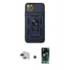 MARSİLYAN™- iPhone 11 Pro Max Kılıf Ahenk Klasik - Şeffaf 360 Full Body Arka Koruyucu + Pers Alüminyum Kamera Lens - LT