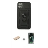 MARSİLYAN™- iPhone 11 Pro Max Kılıf Ahenk Klasik - Şeffaf 360 Full Body Arka Koruyucu + Renkli Kamera Lens Koruma Cam - MI