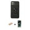 MARSİLYAN™- iPhone 11 Pro Max Kılıf Ahenk Klasik - Şeffaf 360 Full Body Arka Koruyucu + Renkli Kamera Lens Koruma Cam - PE