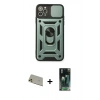 MARSİLYAN™- iPhone 11 Pro Max Kılıf Ahenk Klasik - Şeffaf 360 Full Body Arka Koruyucu + Rainbow Kamera Lens Koruma Cam - GD
