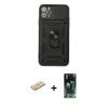 MARSİLYAN™- iPhone 11 Pro Max Kılıf Ahenk Klasik - Şeffaf 360 Full Body Arka Koruyucu + Sarı Renkli Kamera Lens Koruma Cam
