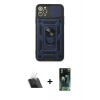 MARSİLYAN™- iPhone 11 Pro Max Kılıf Ahenk Klasik - Şeffaf 360 Full Body Arka Koruyucu + Kamera Lens Koruma Cam - SF