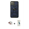 MARSİLYAN™- iPhone 11 Pro Max Kılıf Ahenk Klasik - Şeffaf Pasifik Cam Ekran Koruyucu + Pers Alüminyum Kamera Lens - KI