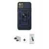 MARSİLYAN™- iPhone 11 Pro Max Kılıf Ahenk Klasik - Şeffaf Pasifik Cam Ekran Koruyucu + Pers Alüminyum Kamera Lens - SH