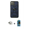 MARSİLYAN™- iPhone 11 Pro Max Kılıf Ahenk Klasik - Siyah 18D Cam Ekran Koruyucu + Pers Alüminyum Kamera Lens - YL